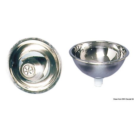 Vasque demi-ronde bain inox poli miroir 260x125mm Osculati - Vasque...