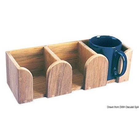 Porte-tasses teck 3 emplacements 295x100x90 mm ARC - Range-tasse 3 ...