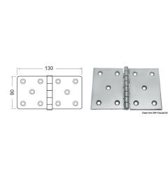 Charnière inox 130x90 mm Osculati - Charnières 2,5 mm - discount-na...