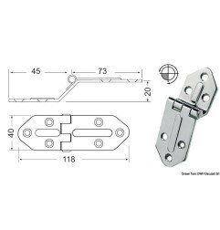 Charnière nœud saillant 118x40 mm Osculati - Charnières 2,5 mm - di...
