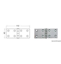 Charnière 45x110 mm Osculati - Charnières 2,5 mm - discount-nautic.com