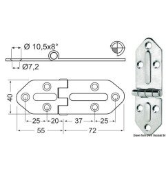 Charnière nœud saillant 127x40 mm Osculati - Charnières 2,5 mm - di...