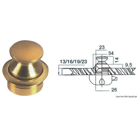 Pommeau laiton poli 23 mm - - Laiton poli verni - discount-nautic.com