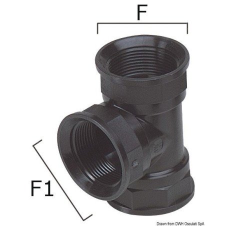 Raccord T thermopolymère 1" - 1" Osculati - Raccords en T en thermo...