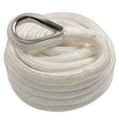 Ligne amarrage blanc avec épissure et cosse inox 24 mm x 15 m OSCUL...