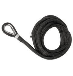Ligne amarrage noir avec épissure et cosse inox 24 mm x 15 m OSCULA...