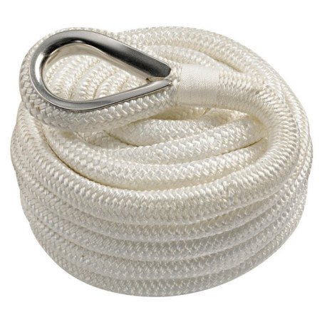 Ligne amarrage blanc avec épissure et cosse inox 20 mm x 12 m OSCUL...
