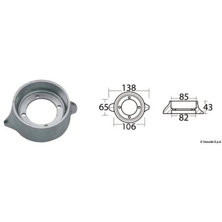 Anode collier aluminium pour Sail Drive Ø 105 mm Osculati - Anode c...