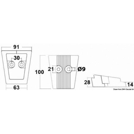 Anode pied aluminium Volvo SX/DPS Osculati - Anode pied SX/DPS - d...
