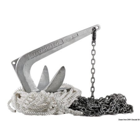 Kit de mouillage ancre Trefoil 10 kg Osculati - Kit de mouillage: b...