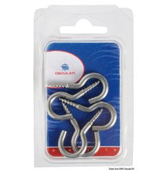 Crochet inox courbés à vis 44 x 4 mm Blister 5 pièces Osculati - Cr...
