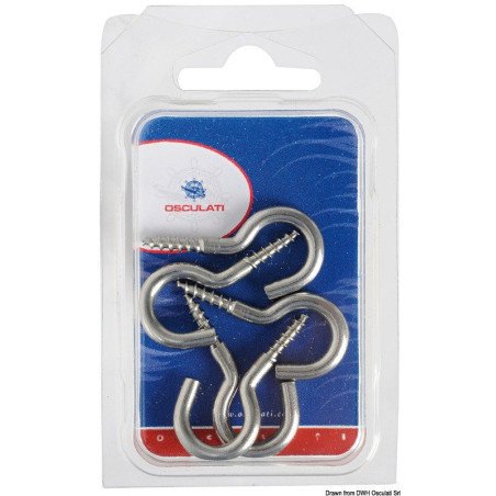 Crochet inox courbés à vis 44 x 4 mm Blister 5 pièces Osculati - Cr...