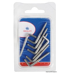 Crochet en L en inox à vis 32 x 3 mm Blister 10 pièces Osculati - C...