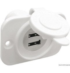 Double prise USB blanche écrou arrière + panneau Osculati - Prise a...