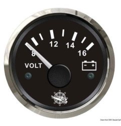 Voltmètre 8/16 V noir/polie Osculati - Voltmètre - discount-nautic.com