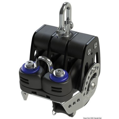 Poulie HTX 60 triple avec ringot et coinceur lewmar - Poulies LEWM...