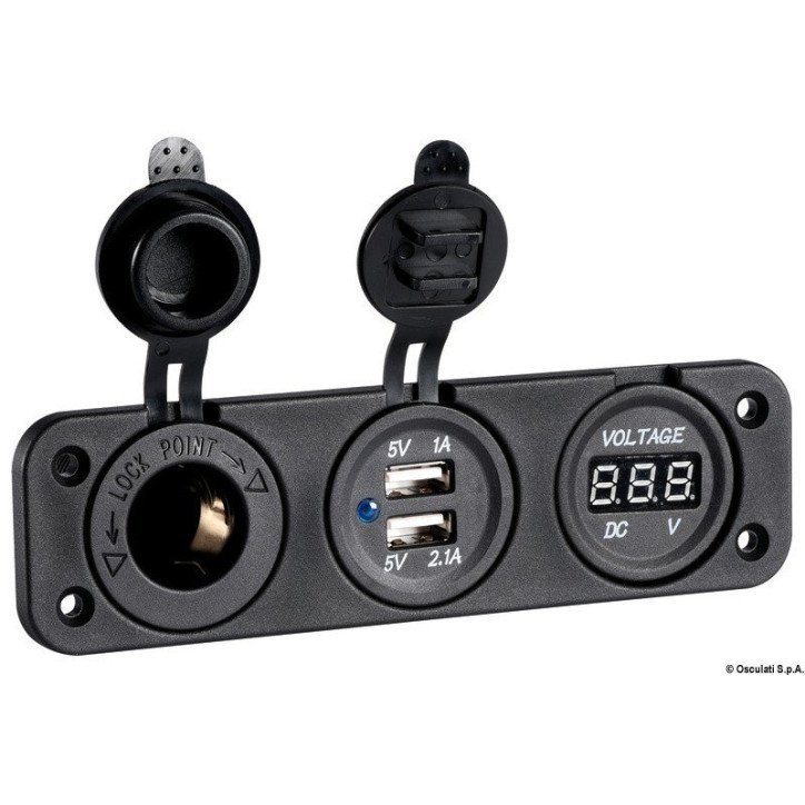 Voltmètre numérique prise double, USB prise encastrement.