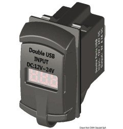 Prise double USB + voltmètre Osculati - Prise de courant avec doubl...