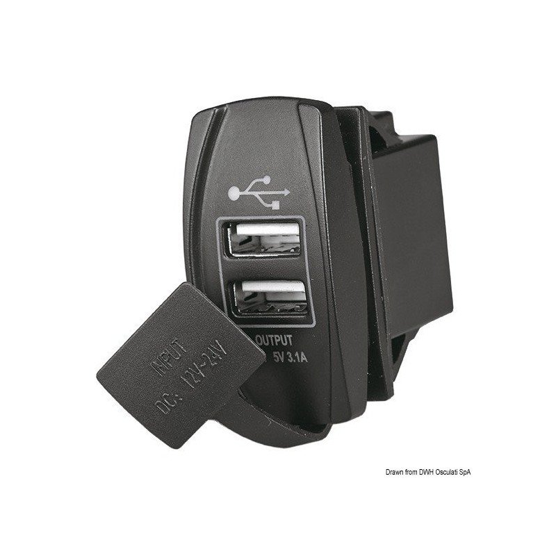 Prise de courant avec double USB Osculati - Prise de courant avec d...