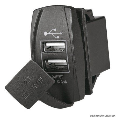 Prise de courant avec double USB Osculati - Prise de courant avec d...