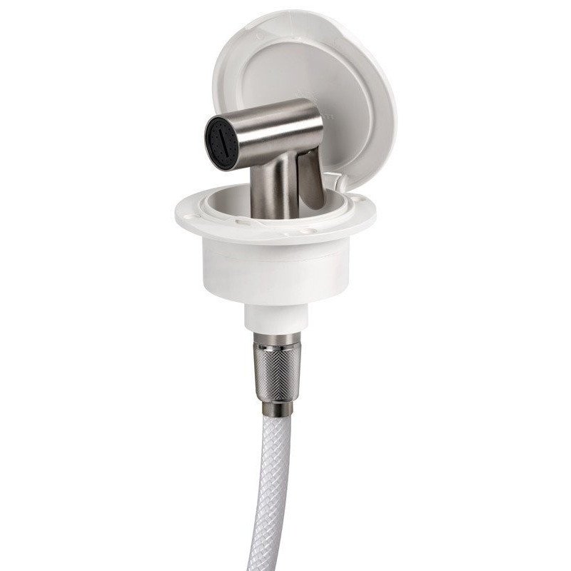 Boîtier douchette de pont Classic Evo blanc avec douchette inox Tig...