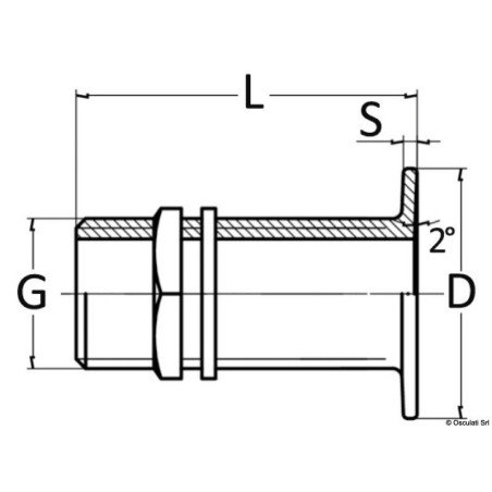 Passe-coque au ras laiton chromé 1"1/2 Osculati - Passe-coque tête ...