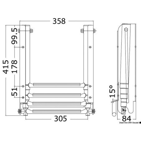 Echelle sous plate-forme coulissante extra large 4 marches XL