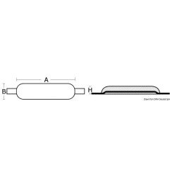 Anode ovale avec encoche 215x90x30 mm