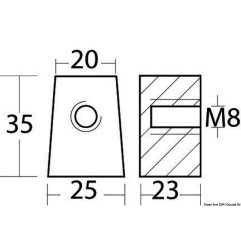 Anode pied en aluminium pour Yamaha 30/60 HP