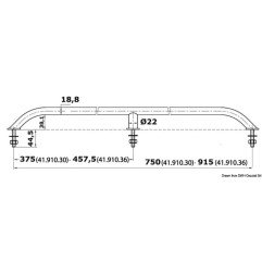 Main-courante ovalisée AISI316 vis au dehors 915mm Osculati - Main-...