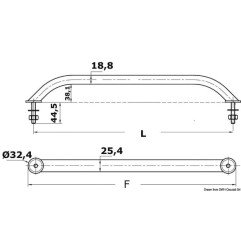 Main-courante ovalisée AISI316 vis au dehors 610mm Osculati - Main-...