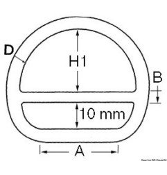 Anneau demi-rond à barrette 6x50 mm