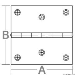 Charnière épaisseur 1,3mm inox poli miroir 38x51 mm