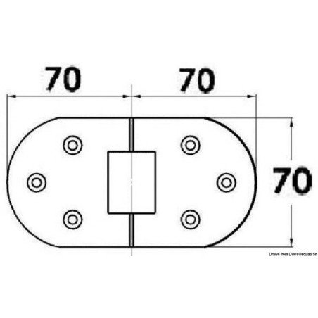 Charnière rotation180° vis sans tête 140x70 mm