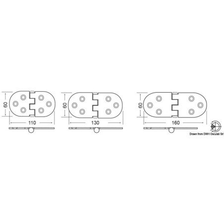Charnière renversé heavy duty 110x60 mm