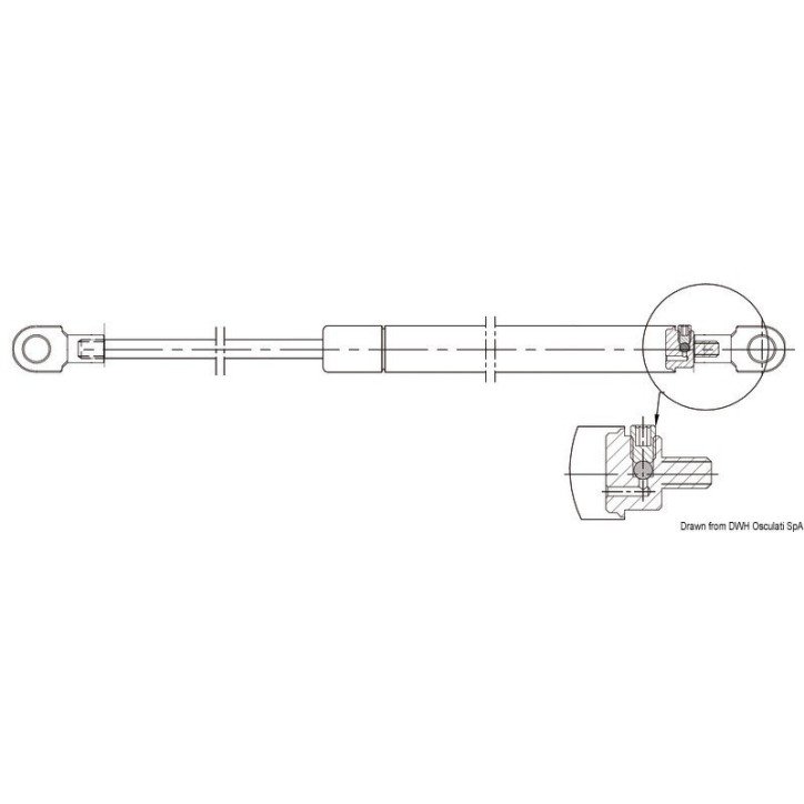 Ressort à gaz AISI 316 522 mm 70 kg