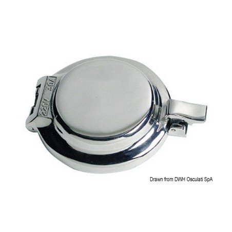 Prise inox ronde 30 A 220 V Osculati - Série de prises + fiches éta...