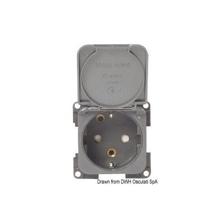 Prise de courant Schuko gris foncé CBE - Matériel électrique modul...