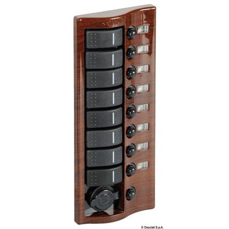 Tableau électique 9 interrupt. caréné acajou Osculati - Tableau éle...