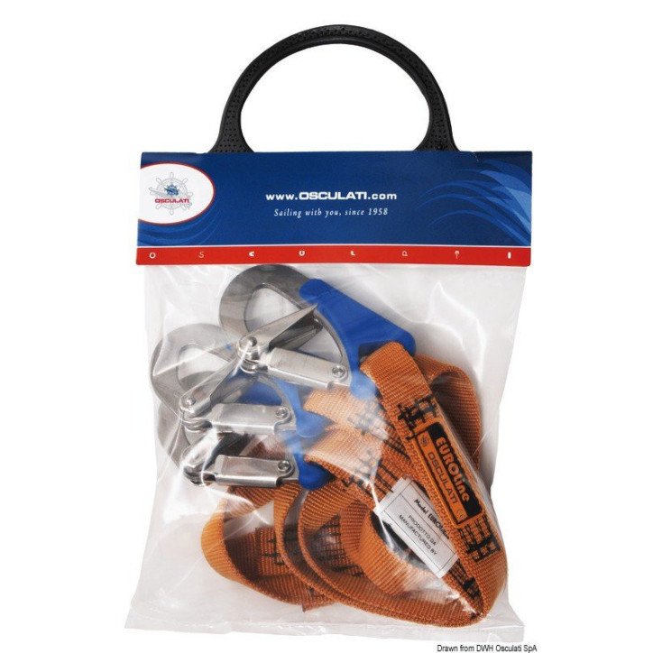 Ligne de vie Euro Lightline 2 m + 3 mousquetons ouverture rapide
