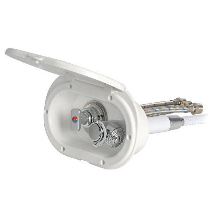 Coffret douche blanc Oval PVC 2,5m sortie arrière Sortie douche arr...