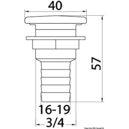 Event carburant laiton chromé Full Flush droit19mm