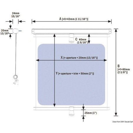 Rideau à enrouler Oceanair 720 x 320 mm Boîtier du rouleau blanc
