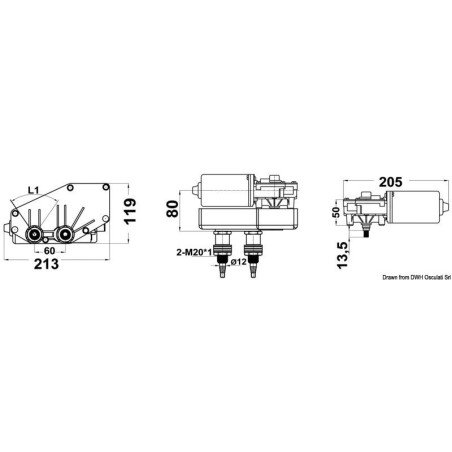 Moteur pour bras et brosses 800mm Max 12 V 70 W