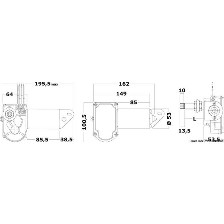 Moteur pour bras et brosses 12 V 20 W 51 mm
