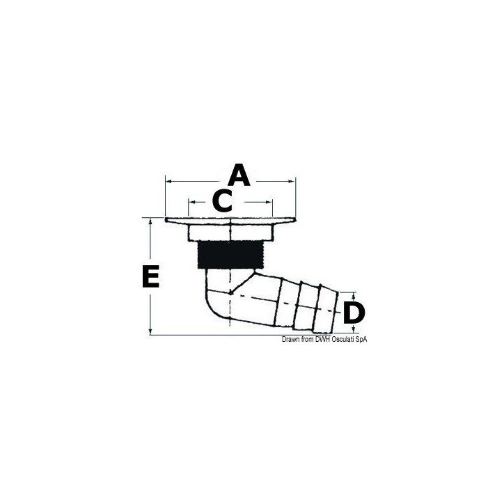 Bonde pour Coffret douche nylon coudé 100° 29 mm