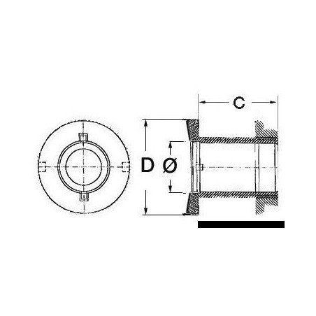 Passe-coque au ras AISI 316 polis miroir 1"1/2