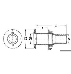 Passe-coque inox 2" x 56 mm