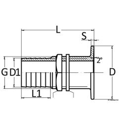 Passe-coque ras laiton chromé 1"1/2 x 45 mm