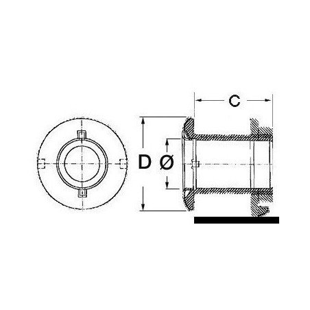 Passe-coque AISI 316 polis miroir long 1" x 107 mm